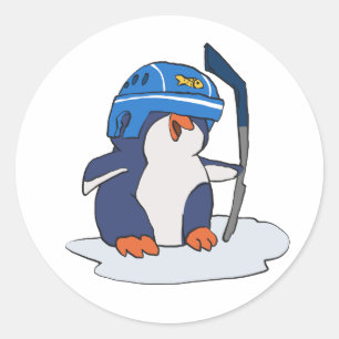 Sticker Rond Joueur de hockey Penguin   choisir la couleur arri