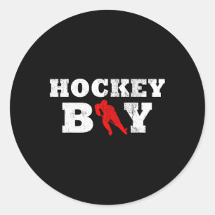 Sticker Rond Joueur de hockey Silhouette Sport cadeau