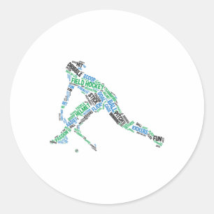 Sticker Rond Joueur de hockey sur gazon Mot Silhouette Équipe d