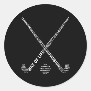 Sticker Rond Joueur de hockey sur gazon Mots Bâton de hockey Éq