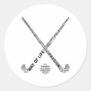 Sticker Rond Joueur de hockey sur gazon Mots Bâton de hockey Éq