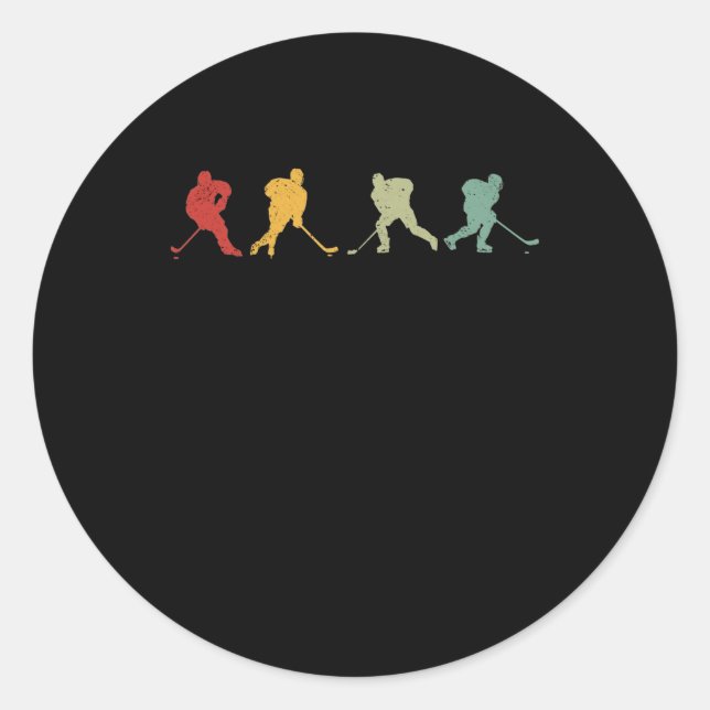 Sticker Rond Joueur de hockey sur gazon rétro (Devant)