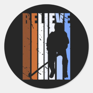 Sticker Rond Joueur de hockey sur gazon rétro pour hommes Cadea