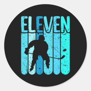 Sticker Rond Joueur de hockey sur glace 11e anniversaire Garçon