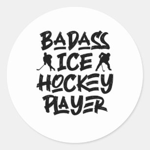 Sticker Rond Joueur de hockey sur glace de Badass