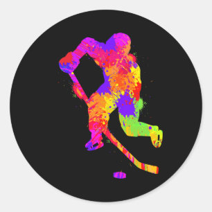 Sticker Rond Joueur de hockey sur glace garçons jeunesse hommes