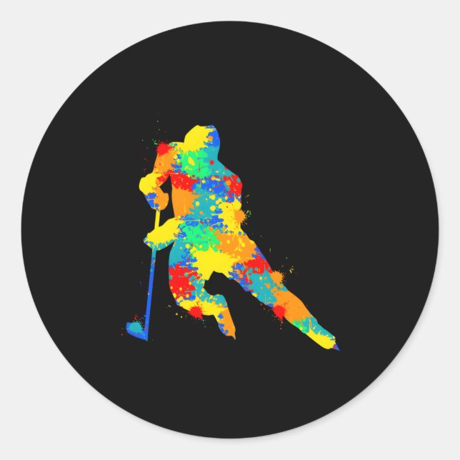 Sticker Rond Joueur de hockey sur glace Hockey jeunesse (Devant)