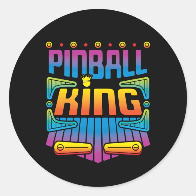 Sticker Rond Joueur de jeu d'arcade Pinball King (Devant)