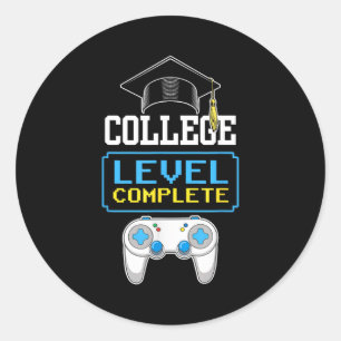 Sticker Rond joueur de jeu vidéo complet drôle de niveau univer