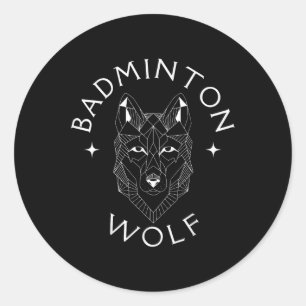 Sticker Rond Joueur de loup de badminton Raquette de sport de v