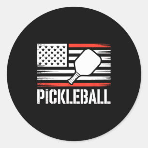 Sticker Rond Joueur de paddle de pickleball amateur de drapeau