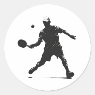 Sticker Rond Joueur de Pickleball Silhouette Sport Design
