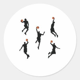 Sticker Rond Joueur de Pitch Basketball Cute Art numérique de t