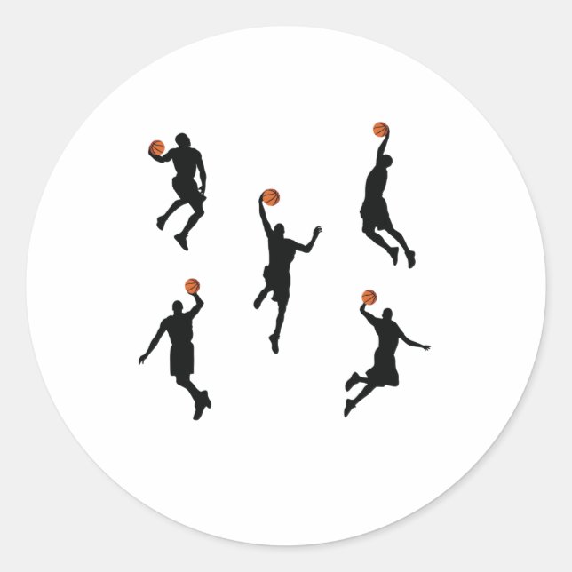 Sticker Rond Joueur de Pitch Basketball Cute Art numérique de t (Devant)