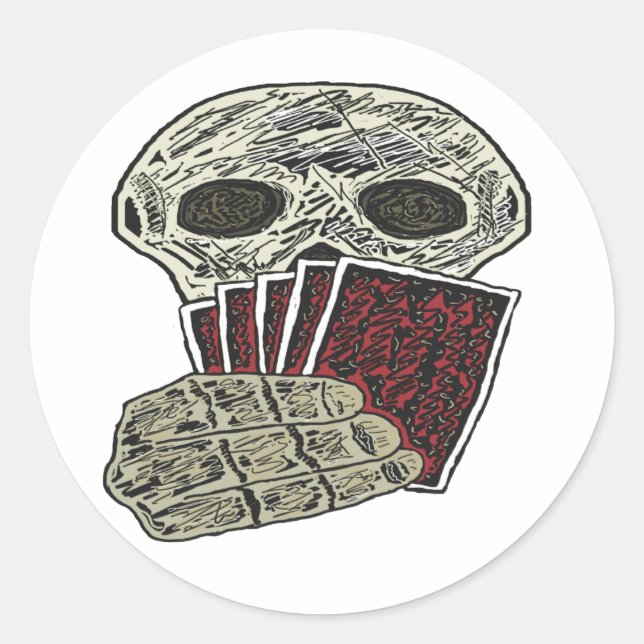 Sticker Rond Joueur de poker (Devant)