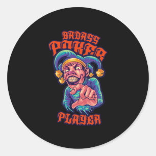 Sticker Rond Joueur de poker Jester Casino Cartes de jeu Cadeau