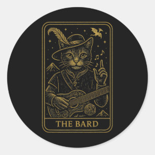Sticker Rond Joueur de Rpg Le Rd D20 Dés Nerd Geek Chat Hommes
