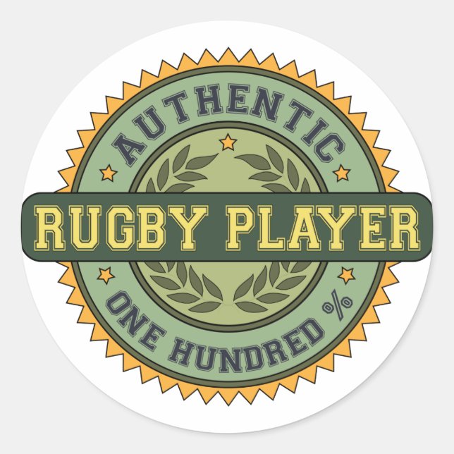 Sticker Rond Joueur de rugby authentique (Devant)