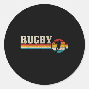 Sticker Rond Joueur de rugby vintage Sport Rétro Hommes Garçons