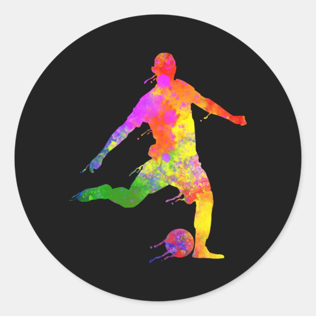 Sticker Rond Joueur de soccer graphique de l'amateur de footbal (Devant)