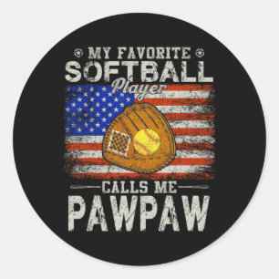 Sticker Rond Joueur de softball favori m'appelle Pawpaw Softbal