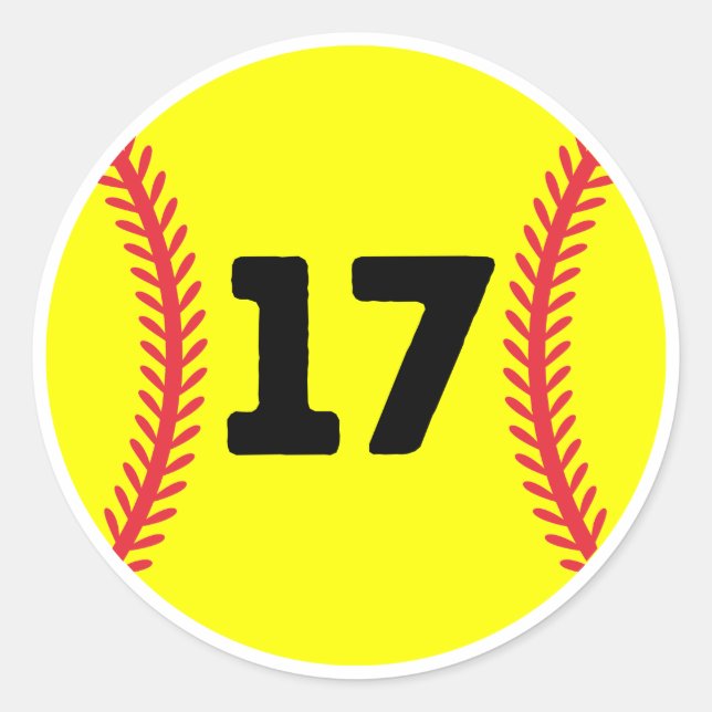 Sticker Rond Joueur de softball Jersey Numéro favori #17 (Devant)