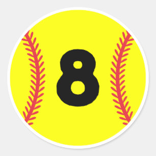 Sticker Rond Joueur de softball Jersey Numéro favori #8