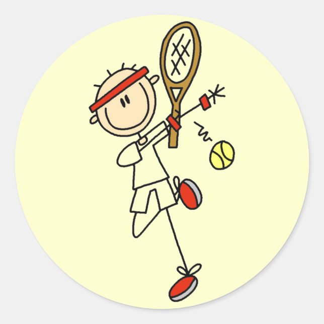 Sticker Rond Joueur de Tennis avec T-shirts et cadeaux Racquet (Devant)