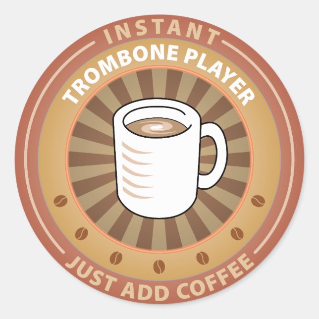 Sticker Rond Joueur de trombone instantané (Devant)