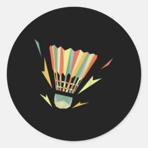 Sticker Rond Joueur de volant rétro vintage badminton