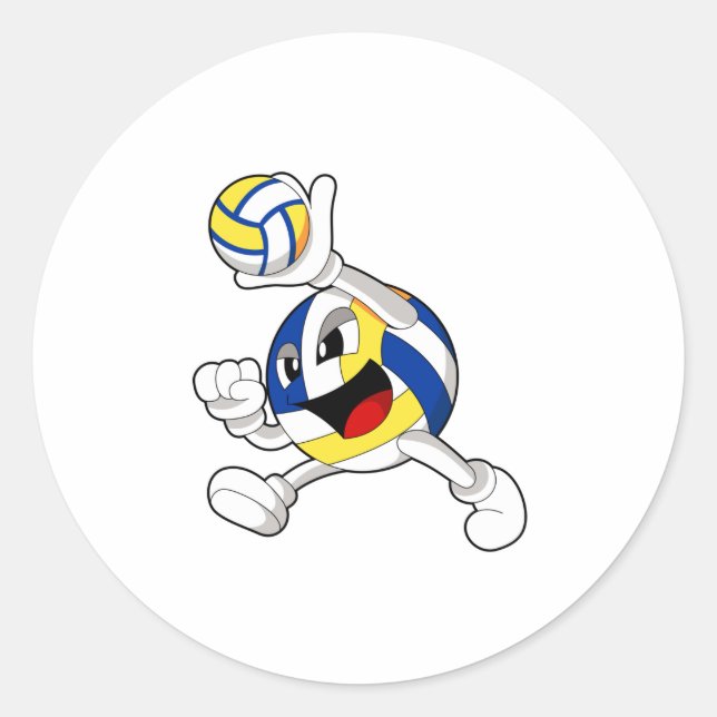 Sticker Rond Joueur de volley-ball avec volley-ball (Devant)