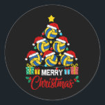 Sticker Rond Joueur de volley-ball Christmas Tree Lights<br><div class="desc">Joueur de volley-ball Noël Lumière Arbre Joueur de volley-ball</div>