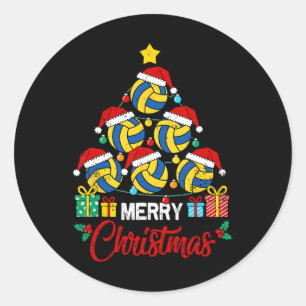 Sticker Rond Joueur de volley-ball Christmas Tree Lights