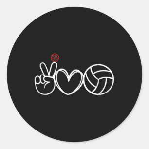 Sticker Rond Joueur de volley-ball Peace Love Graphic