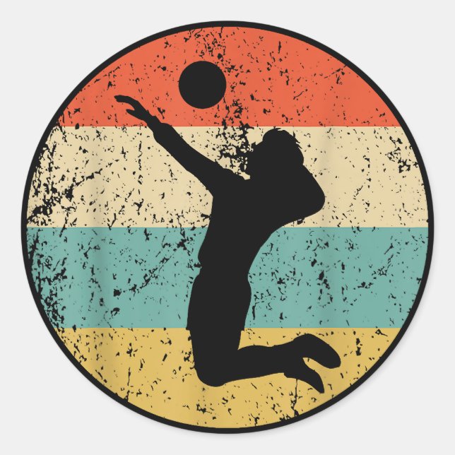 Sticker Rond Joueur de volley-ball vintage (Devant)