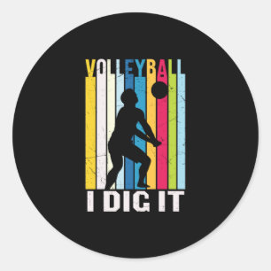 Sticker Rond Joueur de volley-ball Volleyball Je L'Ai Creusé