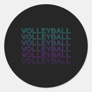 Sticker Rond Joueur de volleyball Team Entraîneur Retro
