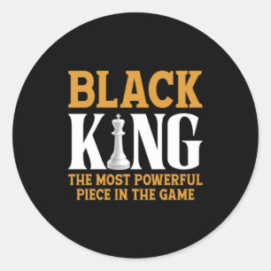 Sticker Rond Joueur d'échecs roi noir Histoire du jeu d'échecs