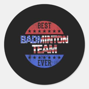 Sticker Rond Joueur d'équipe de badminton Fête de l'indépendanc
