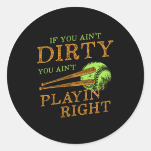 Sticker Rond Joueur Dirty Softball Baseball Bat Bat Catcher Gi