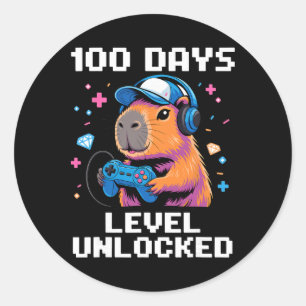 Sticker Rond Joueur du 100e jour d'école Niveau 100 jours déblo