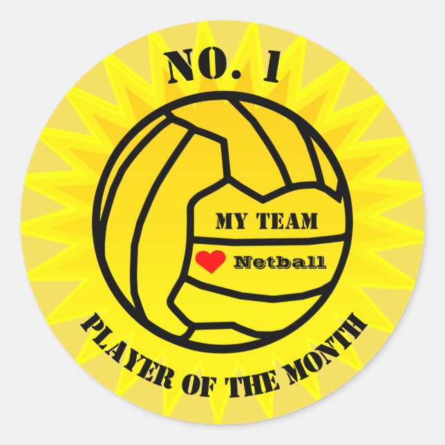 Sticker Rond Joueur Du Mois Récompense Netball (Devant)