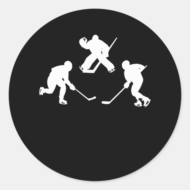 Sticker Rond Joueur en bâton de hockey sur glace silhouette cad (Devant)