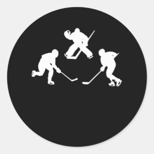 Sticker Rond Joueur en bâton de hockey sur glace silhouette cad