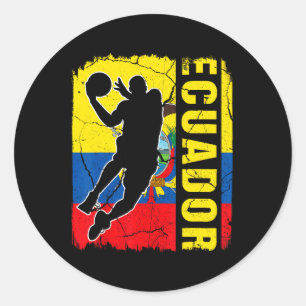 Sticker Rond Joueur équatorien de basket-ball Equateur Drapeau
