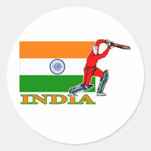 Sticker Rond Joueur indien de cricket