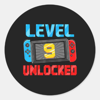 Sticker Rond Joueur Niveau 9 Débloqué Cadeau d'anniversaire 9 a