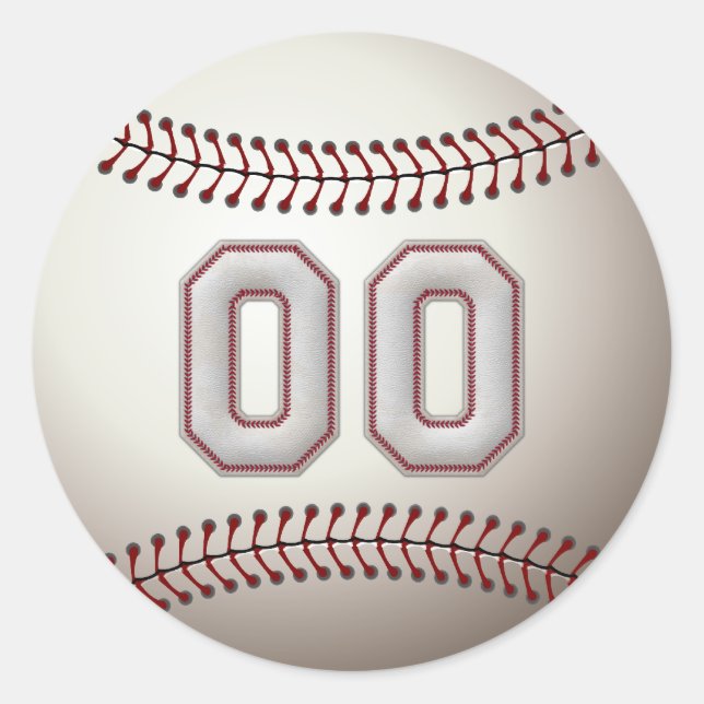 Sticker Rond Joueur Numéro 00 - Cool Baseball Stitches (Devant)