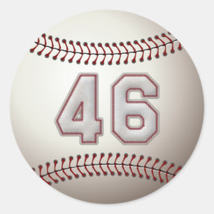Sticker Rond Joueur Numéro 46 - Cool Baseball Stitches