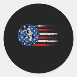 Sticker Rond Joueur Retro Picklell Usa Drapeau Indépendance Jou